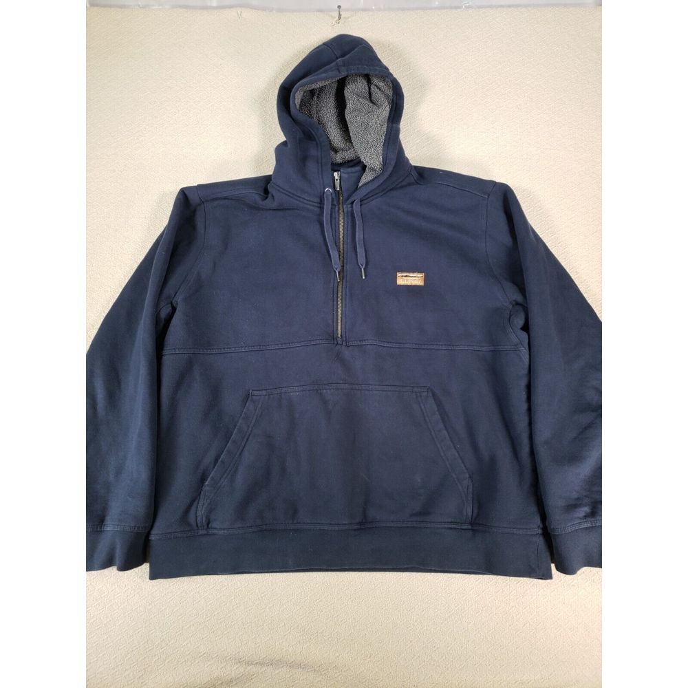 L.L. Bean Navy Half-Zip Hooded Pullover Sweatshirt